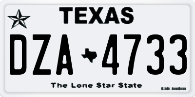 TX license plate DZA4733