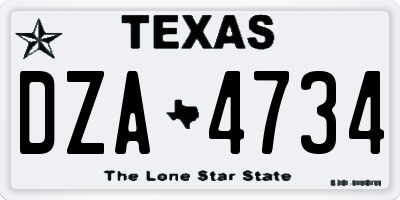 TX license plate DZA4734