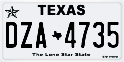 TX license plate DZA4735