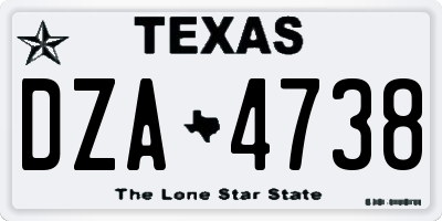 TX license plate DZA4738