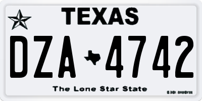 TX license plate DZA4742