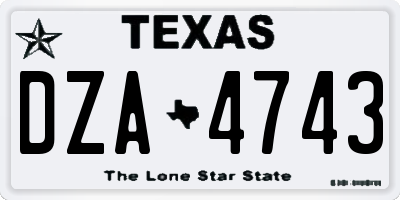 TX license plate DZA4743