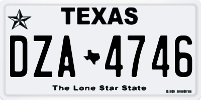 TX license plate DZA4746