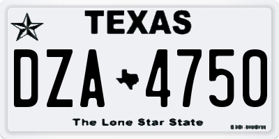 TX license plate DZA4750