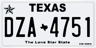 TX license plate DZA4751