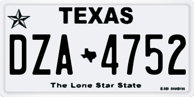 TX license plate DZA4752
