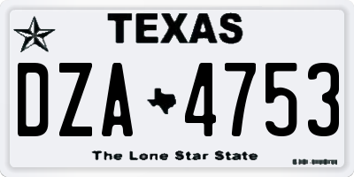 TX license plate DZA4753