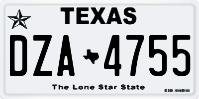 TX license plate DZA4755
