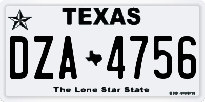 TX license plate DZA4756