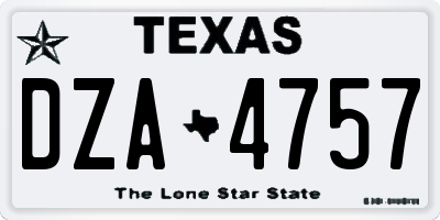 TX license plate DZA4757