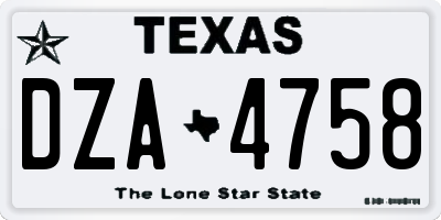 TX license plate DZA4758