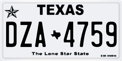 TX license plate DZA4759