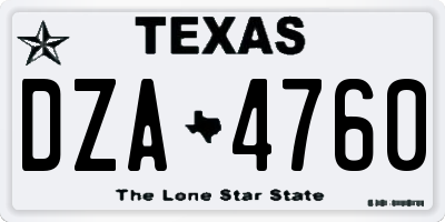 TX license plate DZA4760