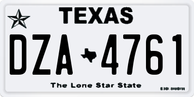 TX license plate DZA4761