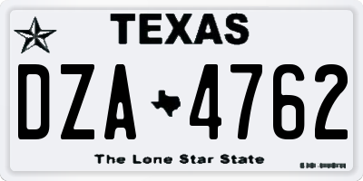 TX license plate DZA4762