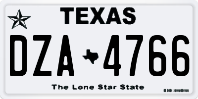 TX license plate DZA4766