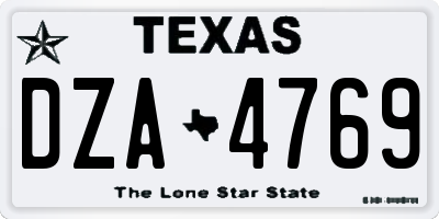 TX license plate DZA4769