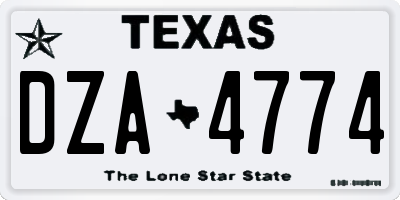 TX license plate DZA4774