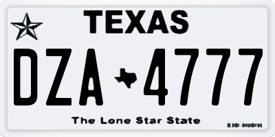 TX license plate DZA4777