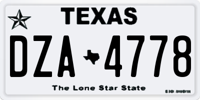 TX license plate DZA4778