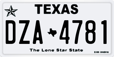 TX license plate DZA4781