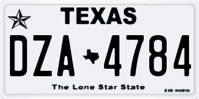 TX license plate DZA4784