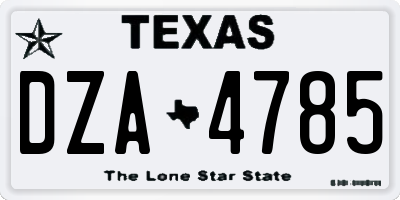 TX license plate DZA4785