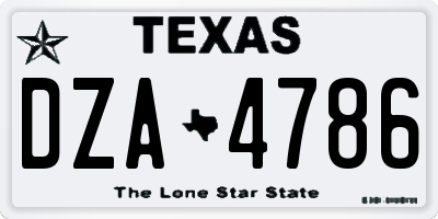 TX license plate DZA4786
