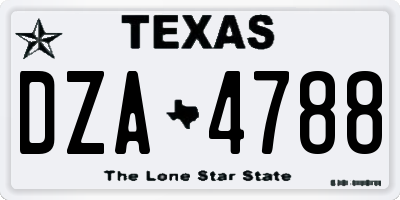 TX license plate DZA4788