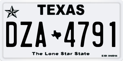 TX license plate DZA4791