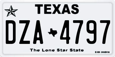 TX license plate DZA4797