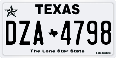 TX license plate DZA4798