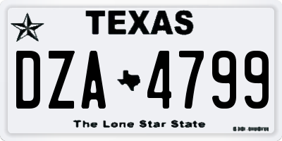 TX license plate DZA4799