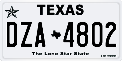 TX license plate DZA4802