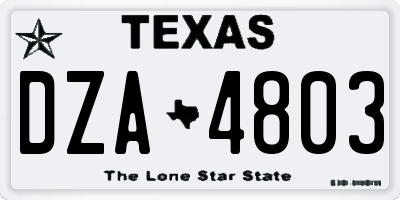TX license plate DZA4803