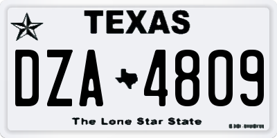 TX license plate DZA4809