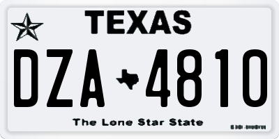 TX license plate DZA4810
