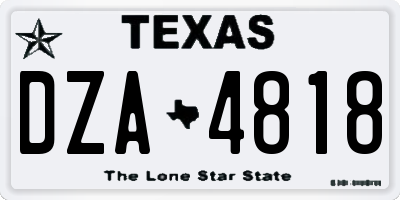 TX license plate DZA4818
