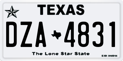 TX license plate DZA4831