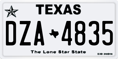 TX license plate DZA4835