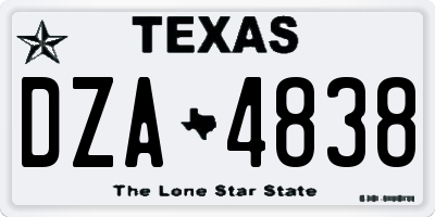 TX license plate DZA4838