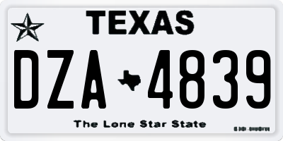 TX license plate DZA4839