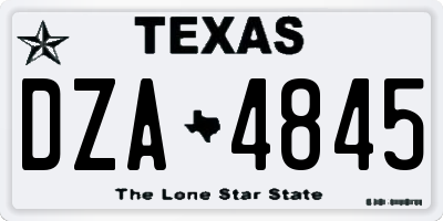 TX license plate DZA4845