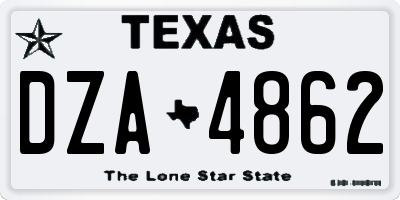 TX license plate DZA4862