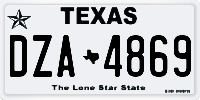 TX license plate DZA4869