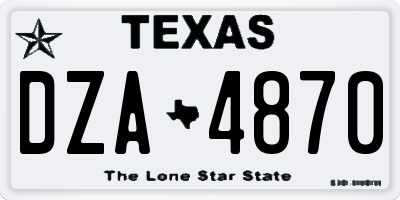 TX license plate DZA4870