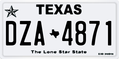TX license plate DZA4871