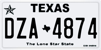 TX license plate DZA4874
