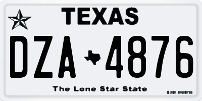 TX license plate DZA4876
