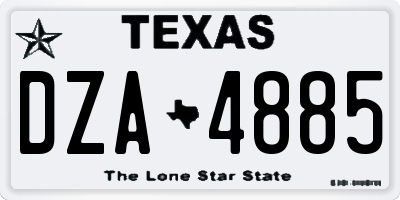 TX license plate DZA4885